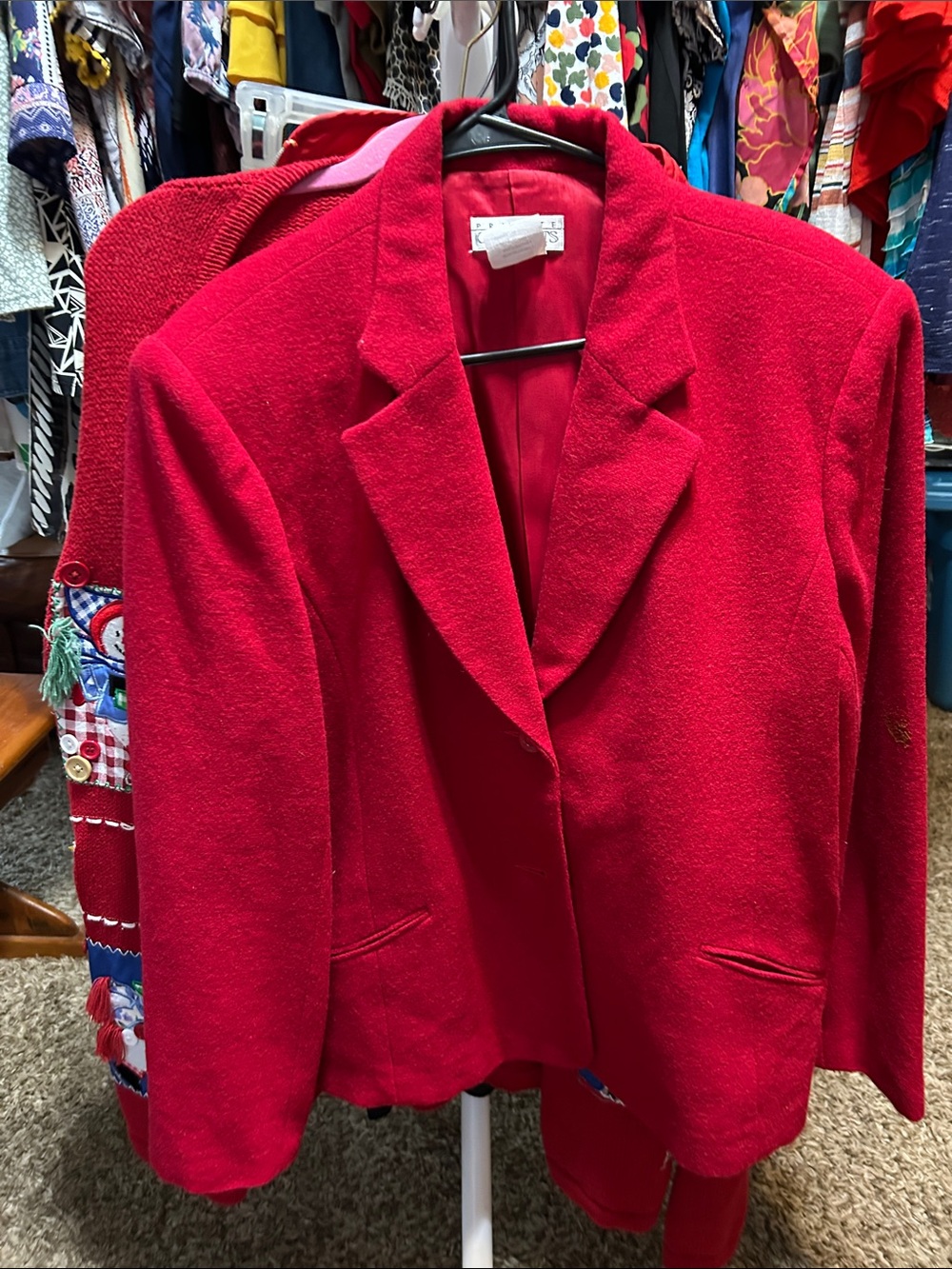Private Concepts Classic Red Tailored Women's Blazer Jacket